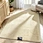 Cream Shu cotton fleece jacquard rug, modern arch geometric tone-on-tone embossed high pile carpet, non slip washable floor mat for bedroom living room